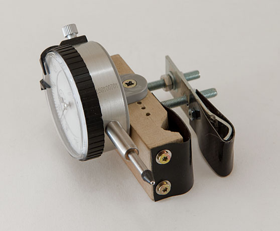 DIY wheel truing dial indicator assembly