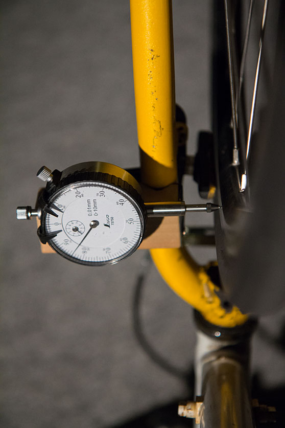 DIY wheel truing dial indicator usage